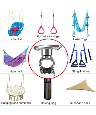 BeneLabel Permanent Antirust Stainless Steel Heavy Duty Swing Hanger 1200LB Capacity  Bearing Swing Hook 360 Rotation  2 Wood Screws  2 Expansion Bolts  Yoga Hammock Chair Sandbag  Swing Set - Buy Online on GoSupps.com