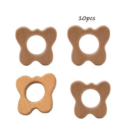 Arakierst 10pcs Cartoon Wood Butterfly Teether - Natural Beech Wooden Handmade DIY Jewelry Pendant - Buy Online on GoSupps.com