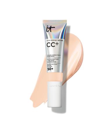 IT Cosmetics CC+ Cream - Natural Full Coverage Foundation With SPF 50+ Color Corrector & Anti-Aging Hydrating Serum Hyaluronic Acid + Peptides Lightweight Up To 24H Wear All Skin Types 04C Fair Beige (very fair with pin