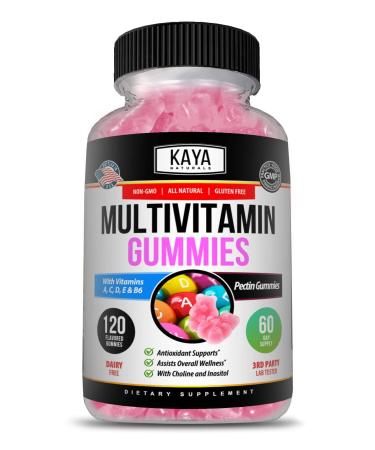 Kaya Naturals Adult Multi Vitamin Gummy 120 Count Biotin Vitamin A C & E Including Zinc &Vitamin B-12 Folic Acid Strawberry Flavor (120 Gummies) 120 Count (Pack of 1) - Buy Online on GoSupps.com