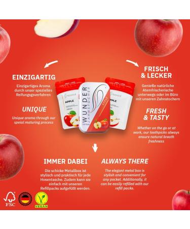 Wondered Toothpicks - Sugar-Free Vegan Apple Flavor - 3 Set Plastic-Free Chewing Gum - Fresh Breath & Smoking Cessation Aid - Buy Online on GoSupps.com