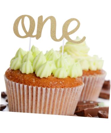 Vaguelly Christmas Decor 2pcs Funny First Birthday Home Ornament Glitter Decor Picks 1st Birthday Gold One Dessert Topper Marriage First Anniversary Paper Cups Plug in Cake Baby Cupcake Goldenx2pcs mediumx2pcs - Buy Online on GoSupps.com