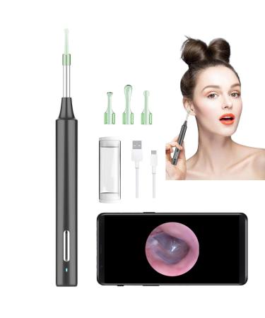 Ear Wax Removal Ear Cleaner with 3MP HD Camera Ear Wax Removal Tool 1080P Otoscope with Light - Ear Cleaning for iOS & Android (Black)