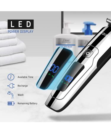 Men's Beard Trimmer | Waterproof Hair Clippers | Cordless Grooming Kit with LED Display | Rechargeable Facial Hair Trimmer - Buy Online on GoSupps.com