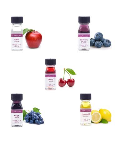 LorAnn Super Strength (Apple, Blueberry, Cherry, Grape and Lemon oil) Variety Pack of 5 with free 1 dram Dropper.