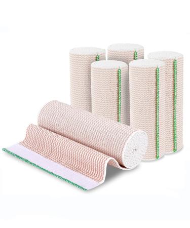 6 Pack Elastic Bandage Wrap 6" Wide Compression Roll Latex Free Bandage for Legs Ankle Knee Body Wrap Compression Leg Wraps First Aid Kit 6 Inch