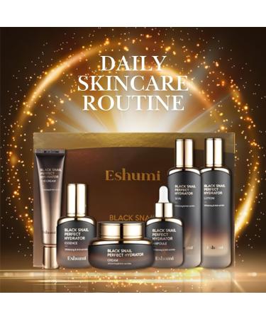 Black Snail 6-Piece Complete Set - Premium Korean Skincare Collection with Toner Lotion Essence Ampoule Cream Full Routine Luxury System - Buy Online on GoSupps.com