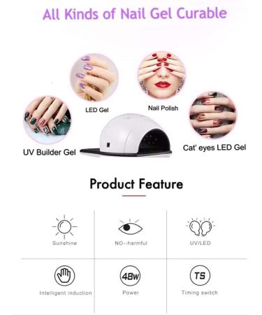Ruihua 2-in-1 UV Nail Dryer - 48W LED Lamp for Gel Nail Polish & Shellac with Nail Polish Remover Cloths - Fast Efficient Nail Hardening - Buy Online on GoSupps.com