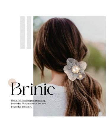 Brinie Pearl Flower Hair Ties - Pack of 3 Beige Hair Scrunchies for Women and Girls - Buy Online on GoSupps.com