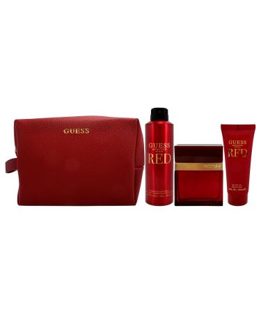 Guess Seductive Red for Men - 4 Pc Gift Set 3.4oz EDT Spray 6oz Body Spray 3.4oz Shower Gel Pouch - Buy Online on GoSupps.com