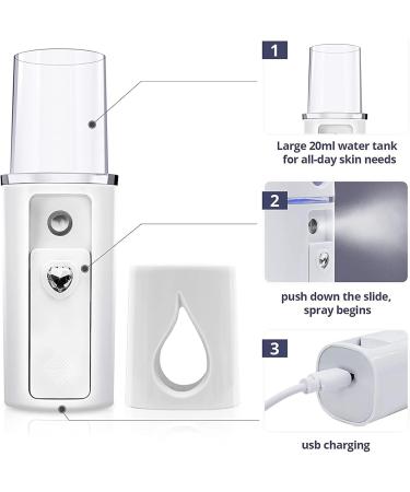 Kikolufy 3X Portable Nano Mister Mini Steamer Atomization Eyelash Extensions with Mirror White - Buy Online on GoSupps.com