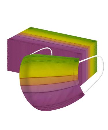 Deaamyglin 50 pieces 3-layer non-woven fabric mouth-nose protection with colorful motif breathable multifunction cloth Neckuch Bandana for adults (A010 50)