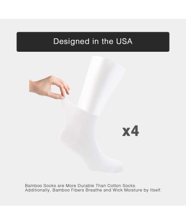 Cozyfeel Women's Loose Diabetic Ankle Socks - 4 Pairs Bamboo Neuropathy Socks (White) - Buy Online on GoSupps.com