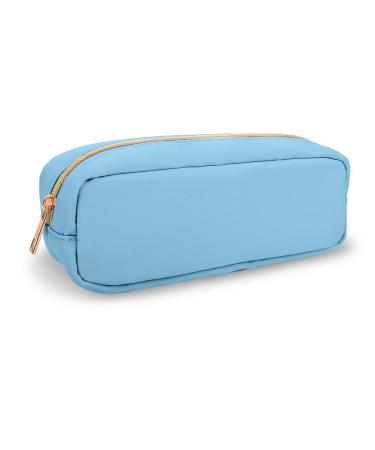 Small Pencil Case Makeup Bag for Purse Cute Pencil Pouch Preppy Nylon Makeup Brush Bag with Zipper Girls Portable Stationery Storage Case Small Pen Bag for Office School College(Slim-Periwinkle) Periwinkle Slim