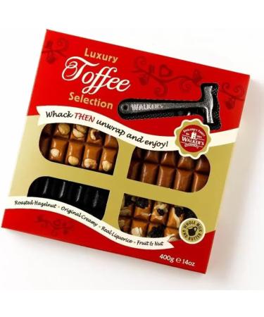 Nonsuch Luxury Toffee Selection Hammer Pack 400g - Roasted Hazelnut Original Creamy Liquorice and Fruit & Nut - Buy Online on GoSupps.com