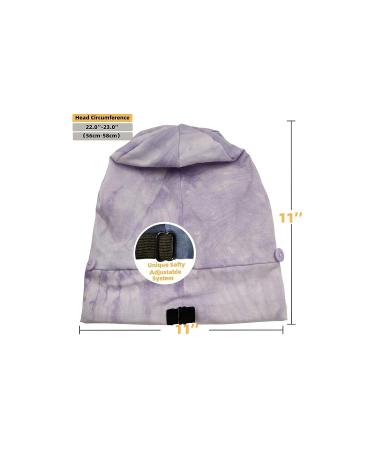 Kid's Satin Lined Sleep Bonnet Cap with Button for Facemask Ear Protection - Purple - Buy Online on GoSupps.com