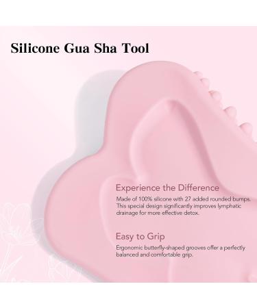 AUDRWALL Premium Silicone Gua Sha Tools - Face Body Massage Tools for Jawline Neck Legs Lymphatic Relief Skin Care Routine Relaxation & Puffiness Reduction(Pink) - Buy Online on GoSupps.com