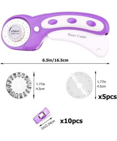 45mm Fabric Cutter Set  Rotary Cutter Tool Kit with 6 Replacement Rotary Blades  Quilting Rotary Cutter with Safety Lock Ergonomic Classic Comfort Loop for Crafting Sewing Quilting (Purple) - Buy Online on GoSupps.com