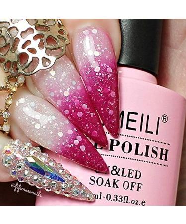 AIMEILI Soak Off UV LED Temperature Colour Changing Chameleon Gel Nail Polish - Hot Pink to Glitter White (TC04) 10ml - Buy Online on GoSupps.com