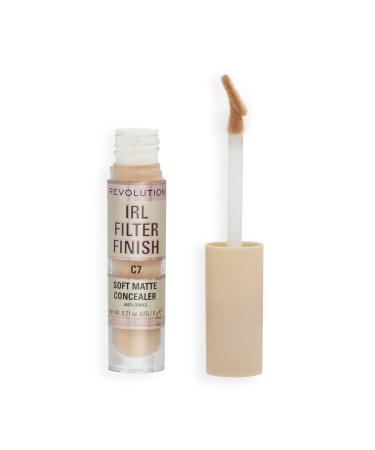 Makeup Revolution IRL Filter Finish Concealer Medium to Full Coverage Matte Finish C7 Medium Skin Tones 6g C7 6 g (Pack of 1)