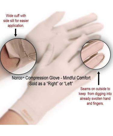 Norco Mild Compression Full Finger Glove - Arthritis Pain Relief, Edema & Swelling Reduction, Improved Mobility - Silky Comfort with Outside Seams, Soft Stretchy Fabric for Warmth - Right Small Over Wrist - Buy Online on GoSupps.com