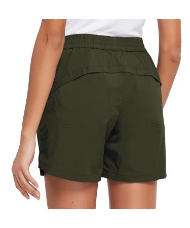 BALEAF Women's 5" Athletic Hiking Shorts Running Zipper Pockets Quick Dry Lightweight for Workout UPF 50+ 08-sage Green Zipper X-Large