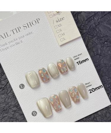 New Year Gold Handmade Wearable Nail Enhancement Removable False Nail Patch(Gold UltraShort M) - Buy Online on GoSupps.com