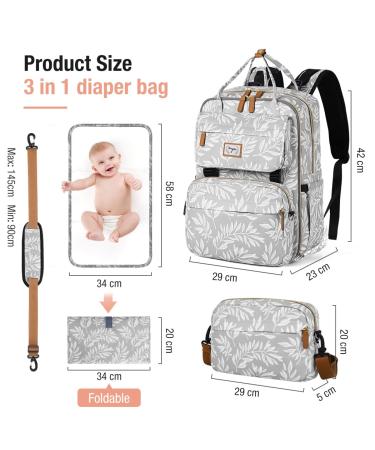 Tonyee Wrap Backpack - Stylish Diaper Bag & Travel Essentials for Parents - Gray-White Removable Crossbody & Bottle Support - Buy Online on GoSupps.com