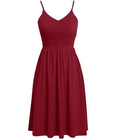 Women's Sleeveless Beach Maxi Dress - Summer 2023 | Spaghetti Strap A-line Sundress with Pockets in Wine - XX-Large - Buy Online on GoSupps.com