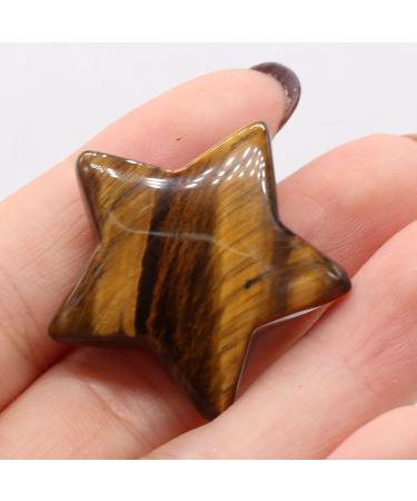 Natural Stone Home Decoration Lucky Stars Moon Shape Ornaments Reiki Healing Crystal Rose Quartz Small Beads DIY Jewelry 1PC Tiger Eye Stone
