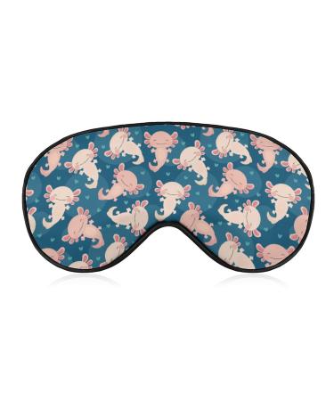 Cute Axolotl Kawaii Pattern Sleep Mask Comfortable Soft Eye Mask with Adjustable Head Strap Blindfold Eyeshade