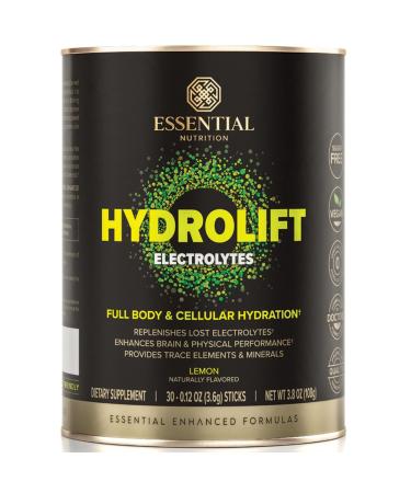 Essential Nutrition Hydrolift Electrolytes - Powerful Hydration Formula - with Trace Elements & Minerals - Keto Friendly - Sugar Free - Lemon, Naturally Flavored - 30 Sticks