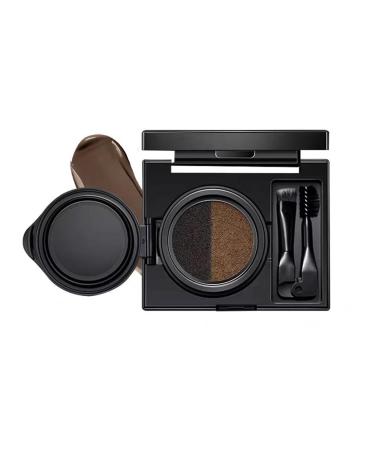 Double Color Air Cushion Eyebrow Cream Waterproof Air Cushion Eyebrow Cream Liquid Brow Powder Gel for Eye Makeup Shaping and Defining Eyebrows with Brush (01)