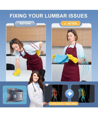 BigAlex Back Brace for Lower Back Pain Relief | Adjustable Lumbar Support Belt for Men & Women - Easy Fit with Metal Stays (L-Waist: 35-42 - Buy Online on GoSupps.com