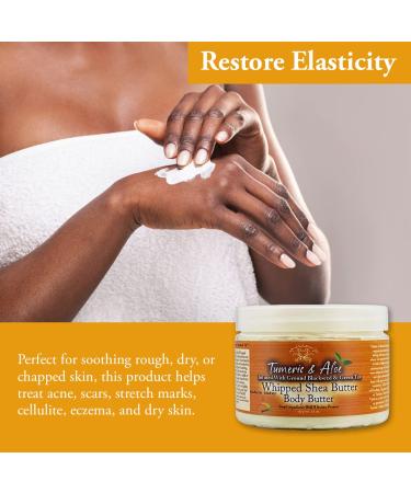 Yadain Turmeric & Aloe Whipped Shea Body Butter | Natural Moisturizing Cream for Face & Body | 12oz Skin Restoration & Protection - Buy Online on GoSupps.com