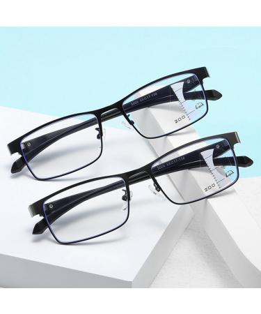 Progressive Multifocus Reading Glasses for Men Blue Light Blocking Computer Readers Anti Eyestrain Glasses(Couleur:Gray Grandeur:1.5x) - Buy Online on GoSupps.com