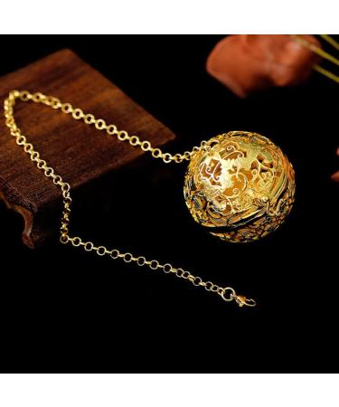 Vintage Cage Locket Pendant | Brass Hollow Round Aromatherapy Essential Oil Diffuser Charm for DIY Jewelry Making - Golden - Buy Online on GoSupps.com