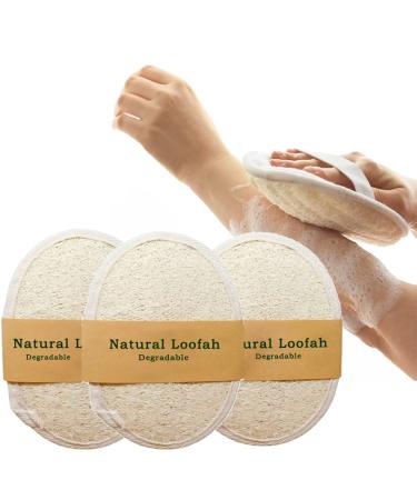 3PCS Natural loofah exfoliating Body Scrubber Natural loofah Sponge exfoliating loofah Shower loofah Sponge Rich Foam Shower Caddy Give You a More Delicate and Elastic Skin White