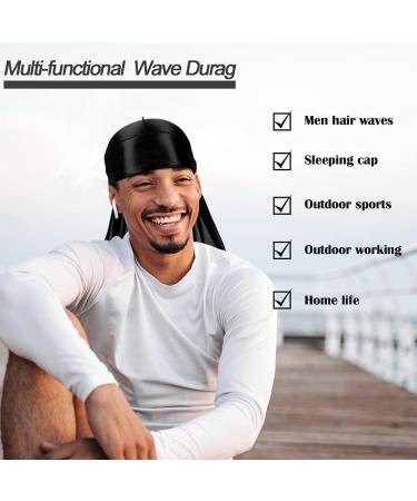 DACKRITO Premium Satin Durag Pack - 2 Pieces Silky Doo Rag Set for Men and Women - Long Tail for 360 Waves - Black (Pack of 2) - Buy Online on GoSupps.com