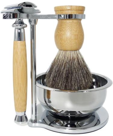 Shop HRTC Men's Bamboo Razor Set | Stylish Double-Sided Safety Razor | Eco-Friendly Grooming Tool (13x16cm Silver) - Buy Online on GoSupps.com