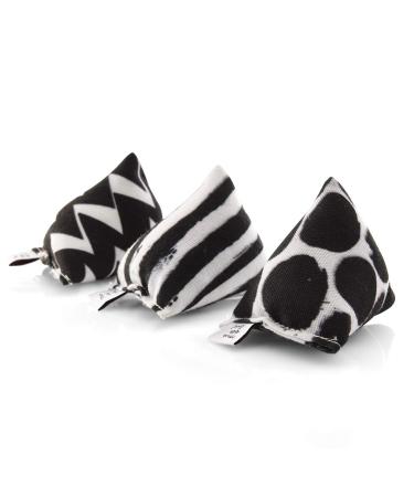 CanadianCat Company | Set of 3 Mini Pyramids Black-White | Cuddly pillow with catnip for cats