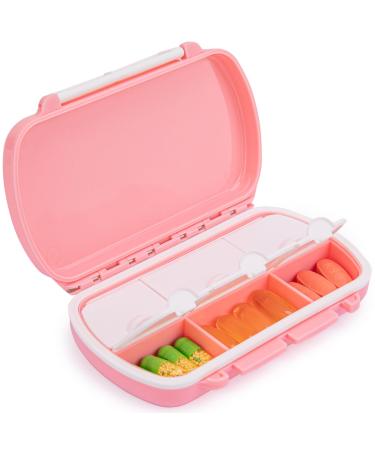 Portable Travel Pill Organizer Mooyue Compact Daily Pill Box Organizer Vitamin Travel Case for Pocket Travel Pill Cases with Sticky Labels Stylish Pill Organizer Travel Case (Pink)