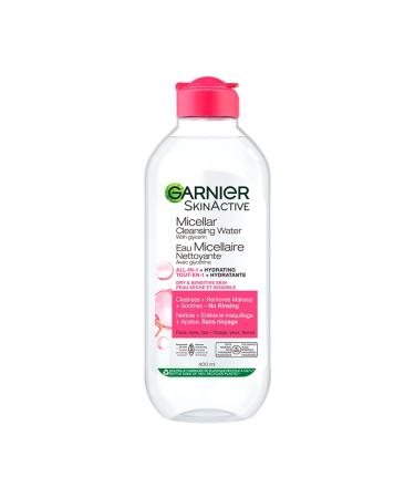 Garnier Micellar Cleansing Water All-in-One Makeup Remover Cleanses and Soothes Skin Ideal for Face Eyes & Lips No Rinsing For Dry & Sensitive Skin 400ml