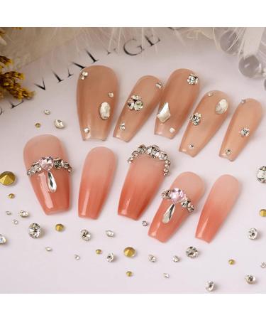 FEIlei Clear Nail Rhinestones 3D Nail Gems Nail Diamonds Pointed Back Nail Stones - Buy Online on GoSupps.com