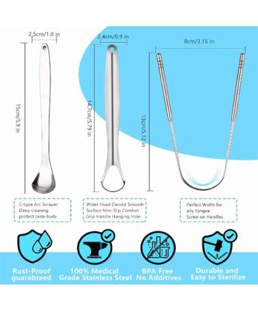 Ergonomic Stainless Steel Tongue Scraper for Adults & Children | Effective Mouth Care Tool - Buy Online on GoSupps.com