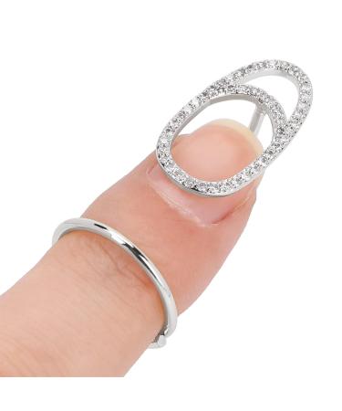 Natudeco Finger Nail Cover Ring Rhinestones Fingernail Opening Ring Nail Art Decoration Finger Tip Rings Nail Gift for Women Ladies(WHITE)
