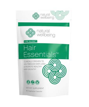 Hair Essentials Natural Hair Growth Supplement for Women and Men - 90 Veg Caps  1-Month Supply 90 Count (Pack of 1)