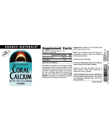 Source Naturals Coral Calcium Powder - 4 oz | Pure Marine Grade Formula - Buy Online on GoSupps.com
