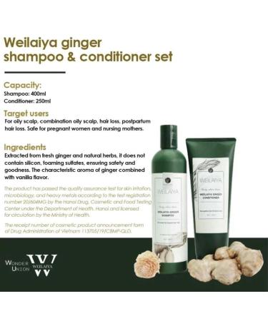 Weilaiya Ginger Prevent Hair Loss Shampoo & Conditioner Set - 400mL & 250mL | International Shipping Available - Buy Online on GoSupps.com
