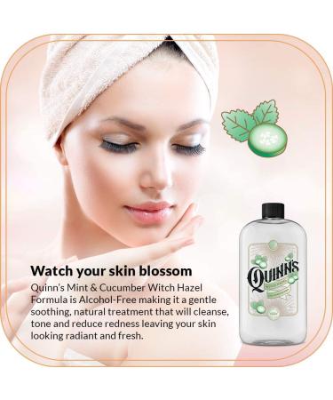 Quinn's Alcohol Free Witch Hazel with Aloe Vera 16oz - Cucumber & Mint Refreshing Skin Toner - Buy Online on GoSupps.com